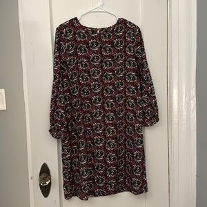 LOFT Red Floral Shift Dress